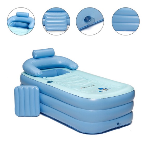 160x84x64 cm Outdoor Portable Foldable Bathtub, Adult and Children Bathtub, PVC Heated Water Spa Inflatable Bathtub Set